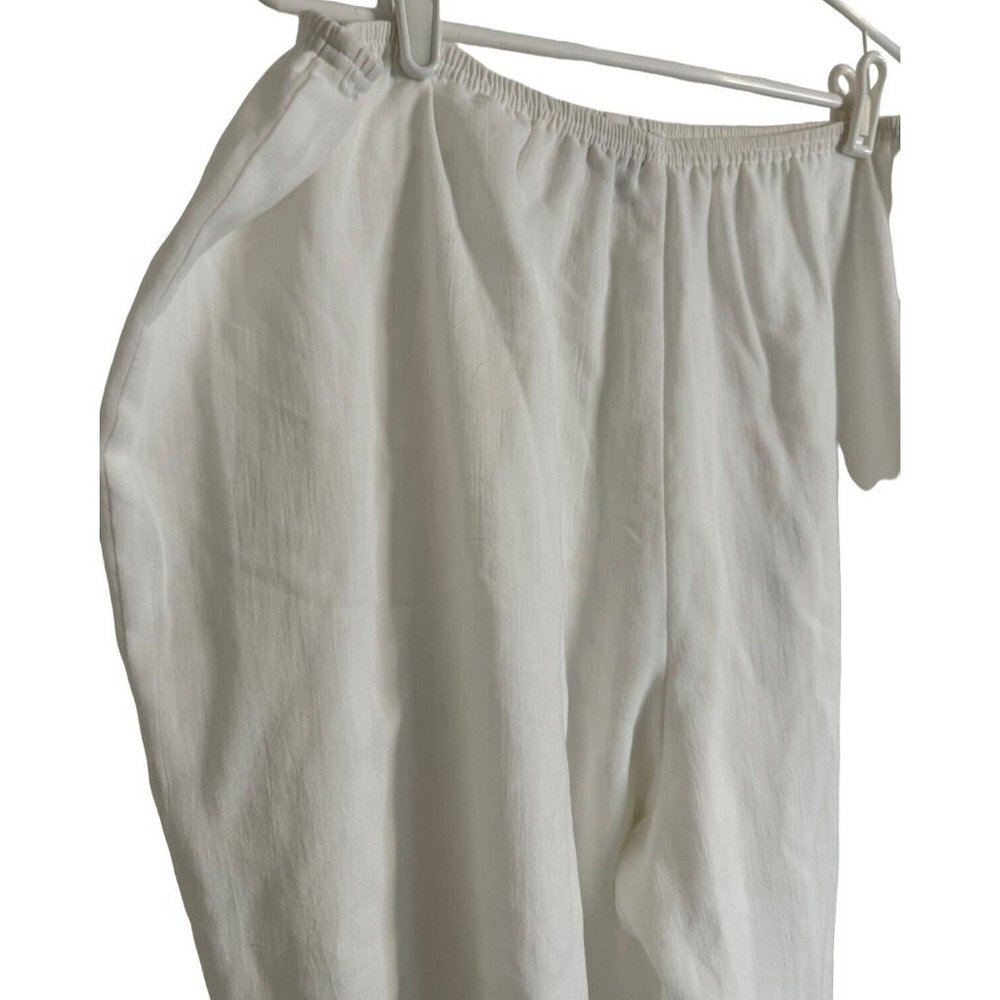 Tilley Endurable 2XL Linda Lundstrom Cropped White Pants Elastic Waist Wide Leg - Picture 8 of 11